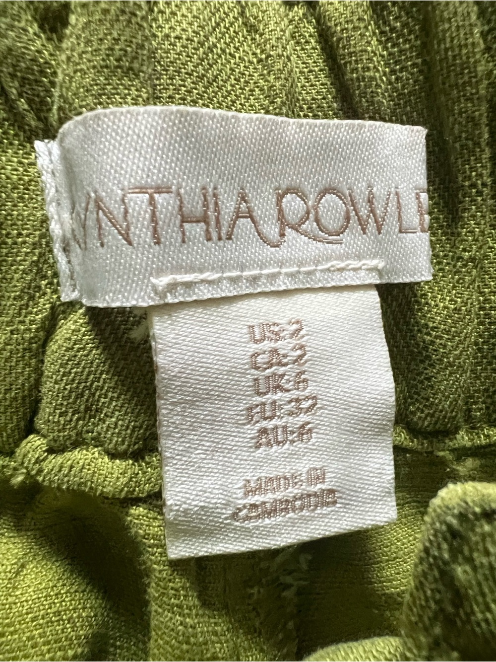 Cynthia Rowley Chartreuse Cargo Linen-Blend Pants - Picture 3 of 7